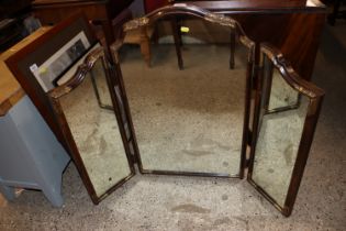 A 19th Century triptych mirror with carved gilt de