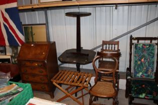 Two 19th Century side tables; and a folding luggag