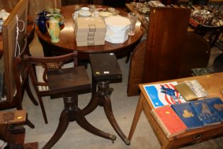 A reproduction mahogany twin pillar dining table w