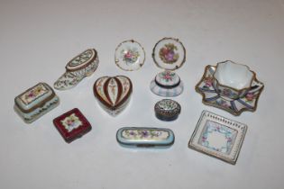 A box of assorted Limoges boxes and other small ch