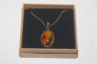 A large modernist, Sterling silver and amber mosai