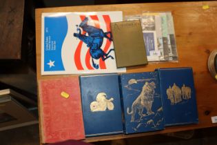 Three Rudyard Kipling books; a plaque of a Desiderata; First Day covers and a United States postal