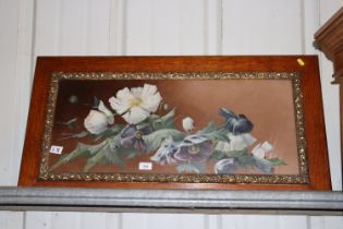 An oak framed Victorian still life study on glass