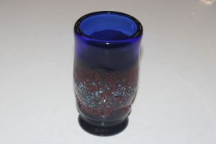 A signed French blue Art Glass vase