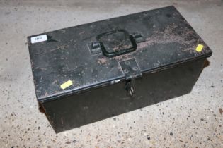 A metal storage box