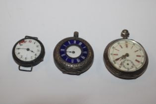 A silver cased and enamel decorated pocket watch;