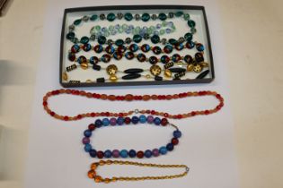 A box of vintage and other glass bead necklaces