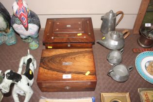 Two Victorian mother of pearl inlaid sewing boxes