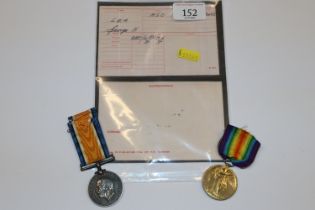 WWI pair of medals to Sgt. G.H. Lea ASC