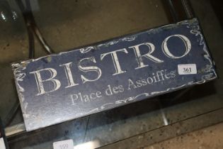 A metal ware "Bistro" sign