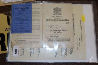 WWII East Suffolk Police Lowestoft Division docume