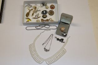 Two boxes of various costume jewellery including m