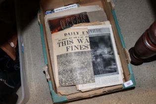 A box of war related papers and magazines