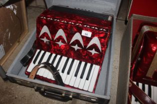 A piano accordion with carrying case