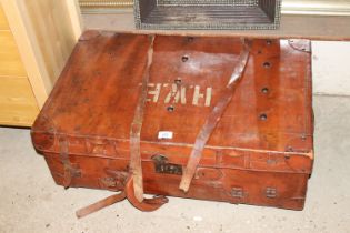 A vintage leather trunk