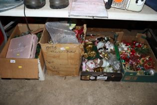 Four boxes of Christmas decorations
