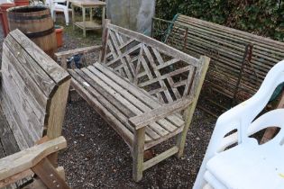 A wooden garden bench