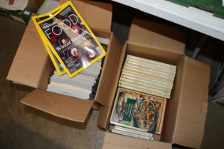 Two boxes containing cookery books and magazines