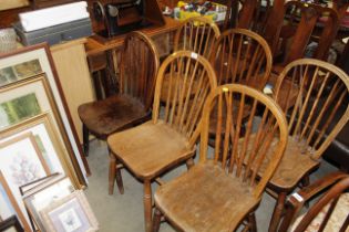 Six elm stick back dining chairs
