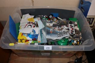 A box containing various Lego