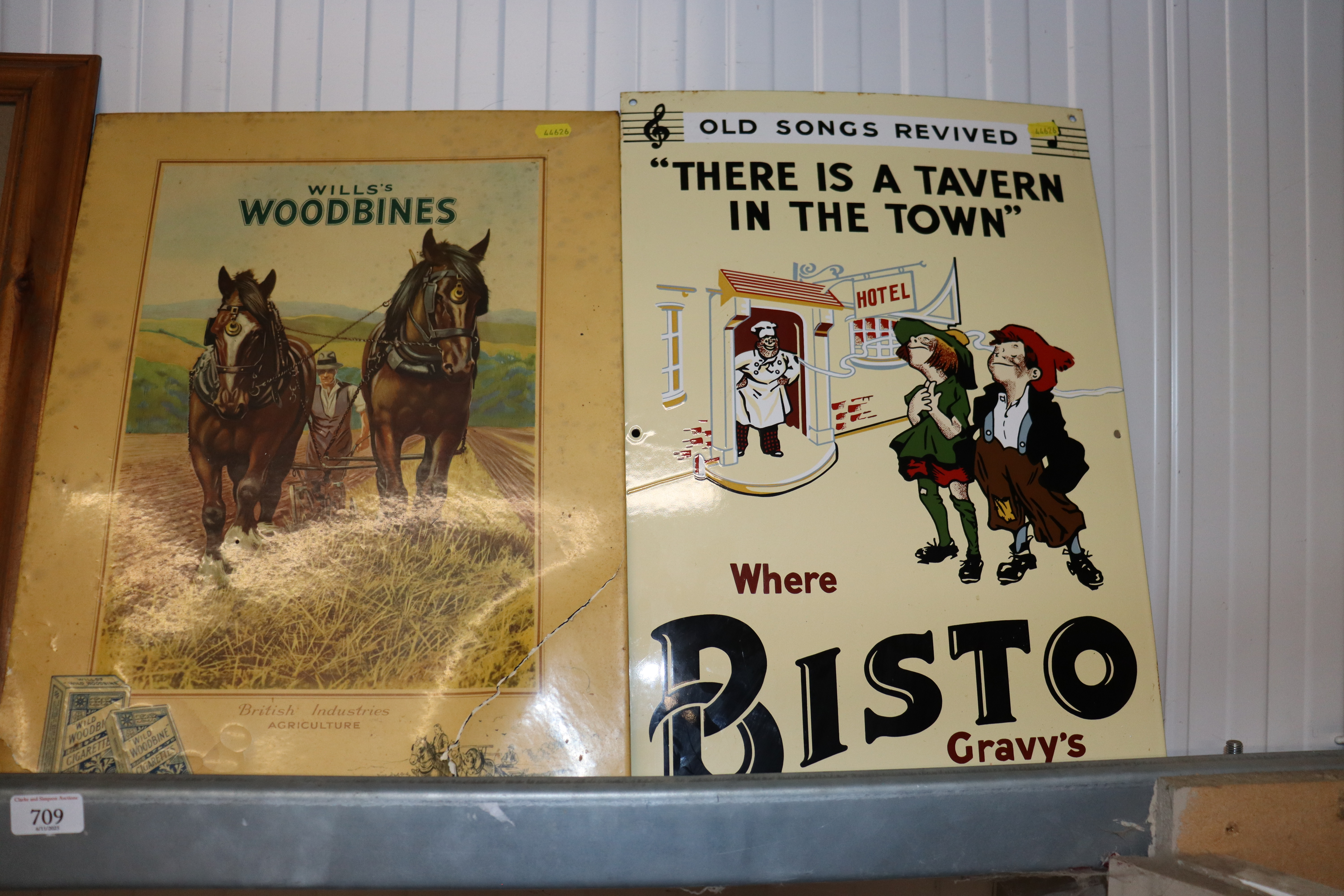 A "Bisto" advertising sign together with a "Wills Woodbines" advertising sign and a still life study - Image 2 of 3