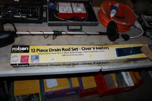 A 12 piece drain rod set