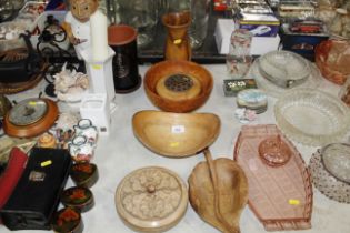 A collection of various wooden items to include bo