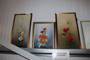 Clem Spencer, three gilt framed still life studies