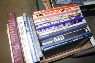 A box containing various books