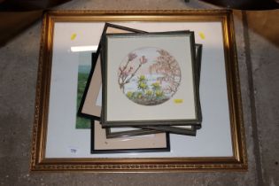 D.J. Whatling, five floral watercolours; a pair of