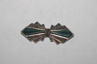 An Art Deco style Sterling silver malachite and ma