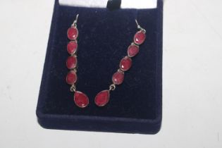 A pair of 925 silver and Indian ruby ear-rings