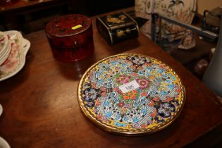 Two Oriental boxes and a decorative plate