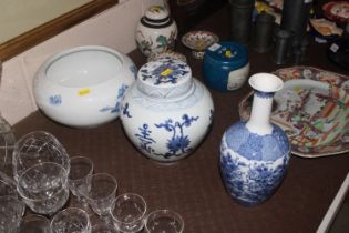 A Chinese blue and white baluster vase; a Chinese