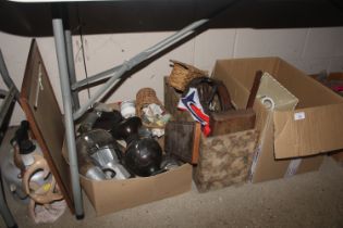 Three boxes of miscellaneous china, glass, wooden