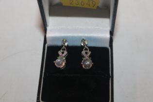 A pair of Sterling silver moonstone, tourmaline an