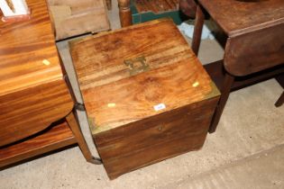 A hardwood brass bound wine box
