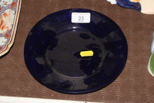 A Bristol blue glass saucer dish