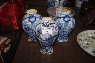 Three 18th Century Delftware vases AF