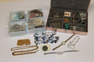 A jewellery box and quantity of costume jewellery