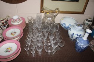 A collection of various table glassware