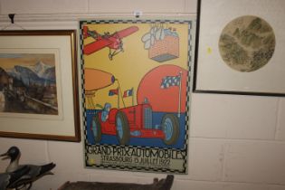 A reproduction print on canvas, Gran Prix Automobi