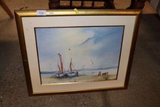 Elaine Bagley, watercolour study depicting boats