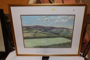 Heather Jordan, frame and glazed pastel landscape