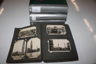 Four vintage post-card albums and contents