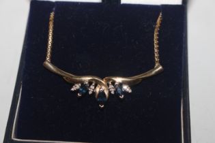 A 9ct gold sapphire and diamond necklace, approx.