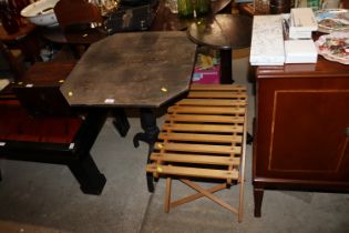 Two 19th Century side tables and a folding luggage