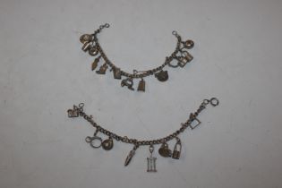 Two white metal charm bracelets