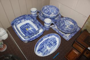 Ten pieces of Spode "Italian" pattern blue and whi