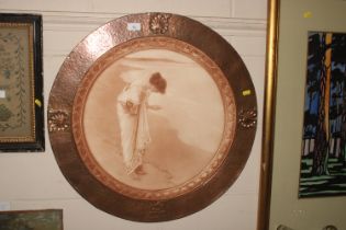 An Arts & Crafts copper picture frame in the Keswi